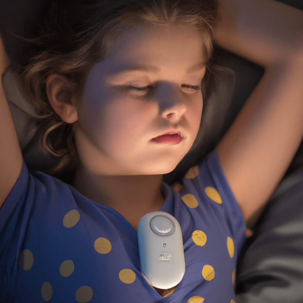 A photo of a child confidently wearing a wireless enuresis alarm, experiencing improved bladder control and enjoying a peaceful night's sleep. Sigma 85 mm f/1.4. No text.. Sigma 85 mm f/1.4. No text.