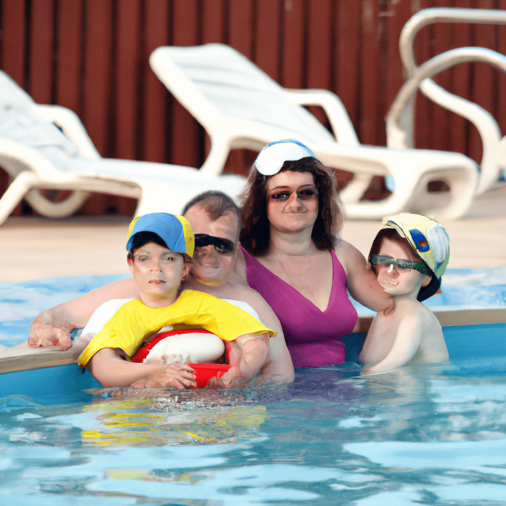 6 - [A family enjoying a safe and fun time by the pool, following the recommended safety tips and precautions.]. Sigma 85 mm f/1.4. No text.