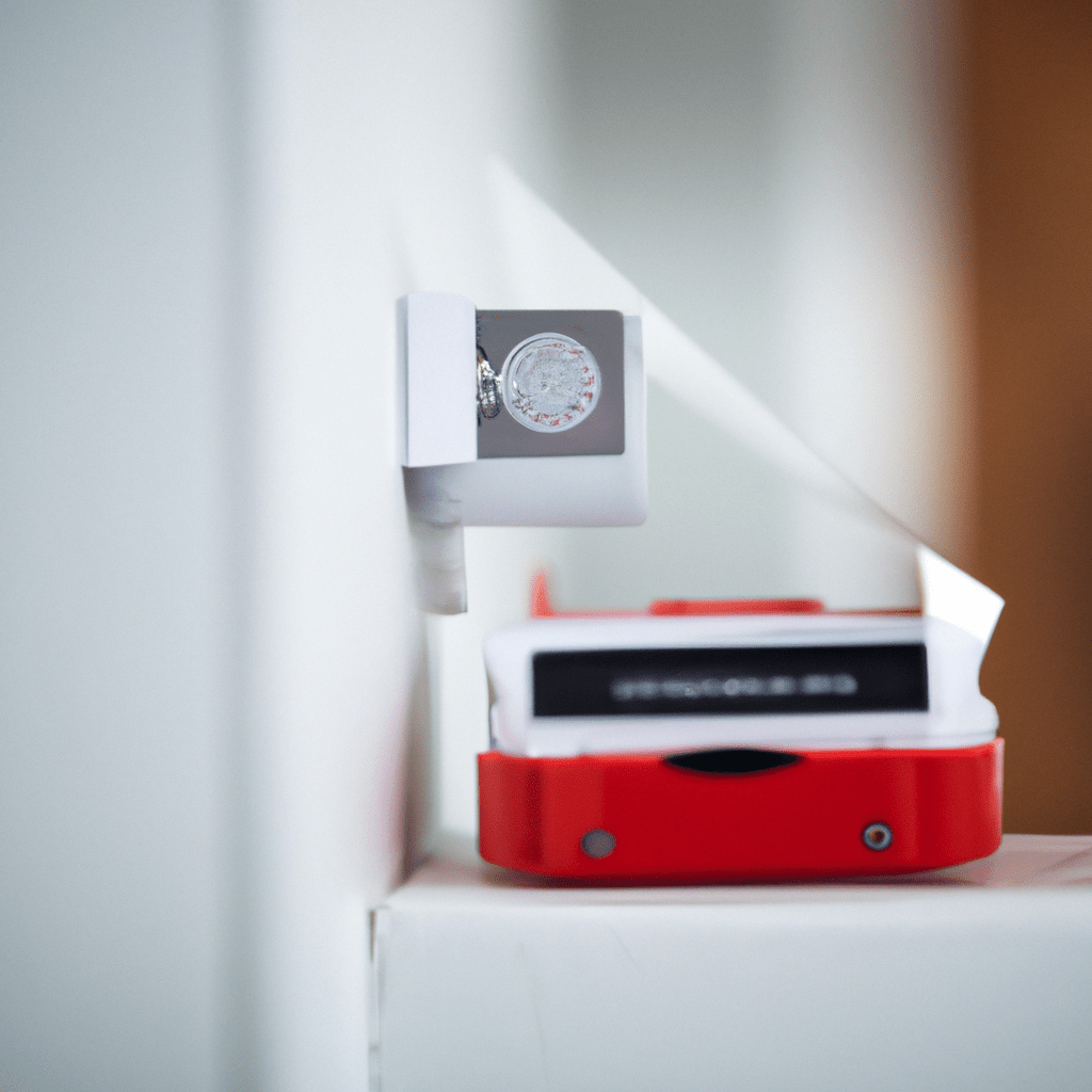 A photo of a GSM alarm being installed with a motion sensor, providing effective protection and security for your home or office. The alarm is being attached using screws or adhesive tapes included in the package.. Sigma 85 mm f/1.4. No text.