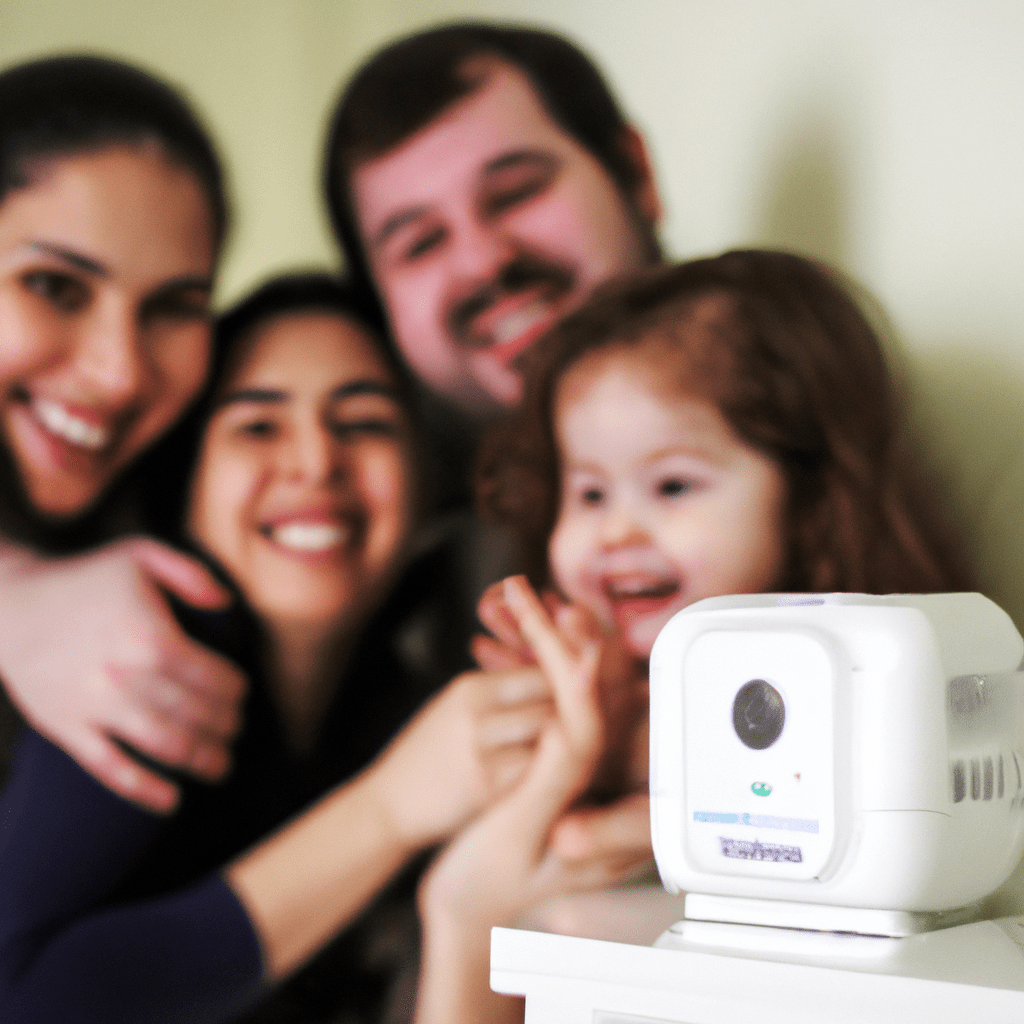 2 - [Image: A happy family using the Jablotron security system for a peaceful and protected home.]. Sigma 85 mm f/1.4. No text.