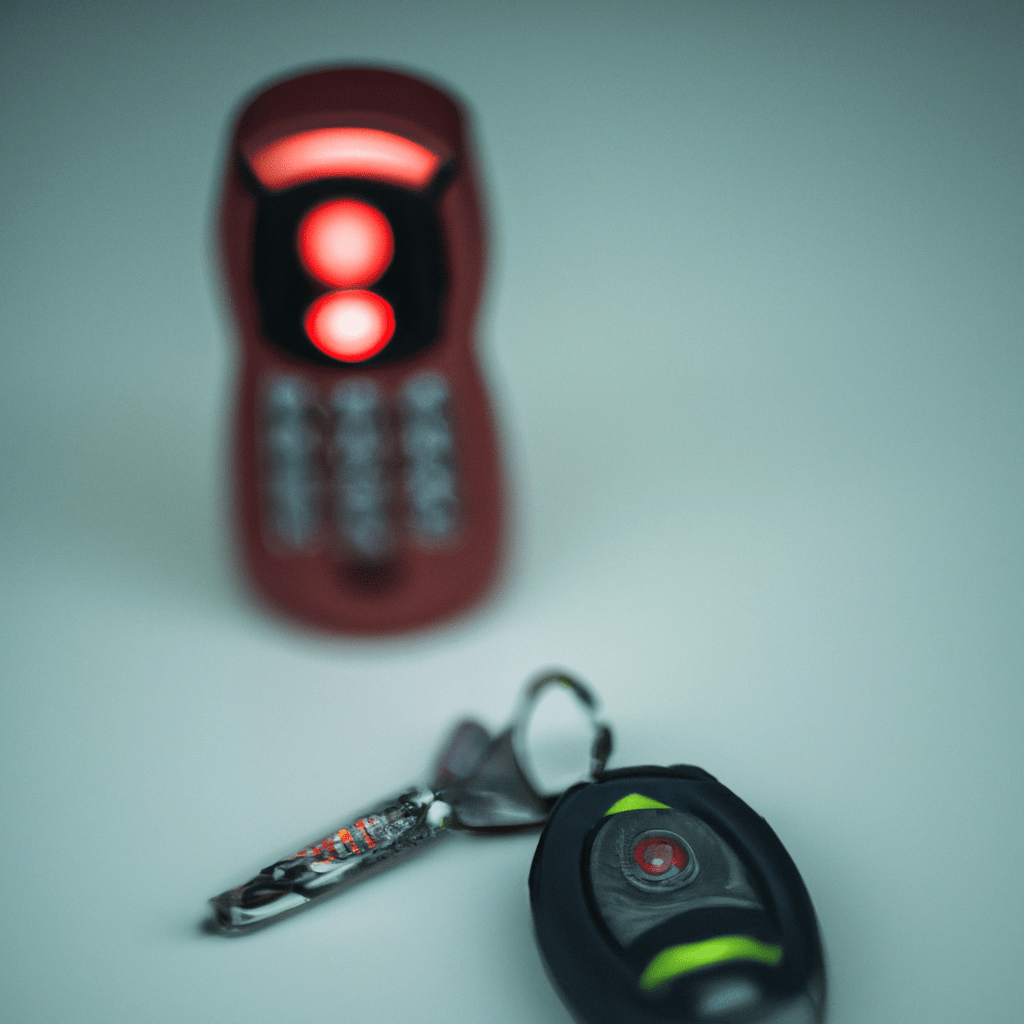 A picture of a keychain alarm with a built-in flashlight and a sturdy clip for attachment. Sigma 85 mm f/1.4. No text.. Sigma 85 mm f/1.4. No text.