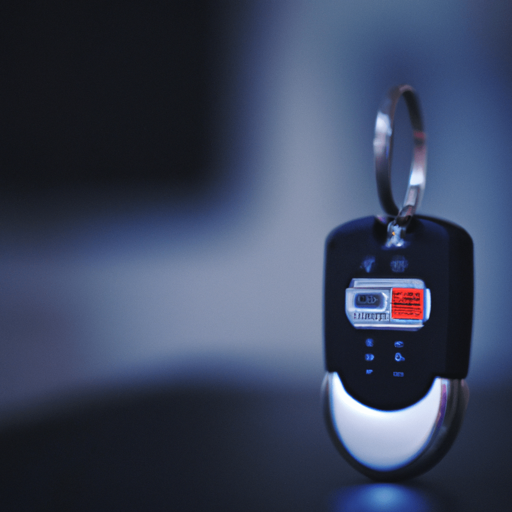 A picture of a keychain alarm with easy-to-use controls and a loud yet pleasant sound signal.. Sigma 85 mm f/1.4. No text.