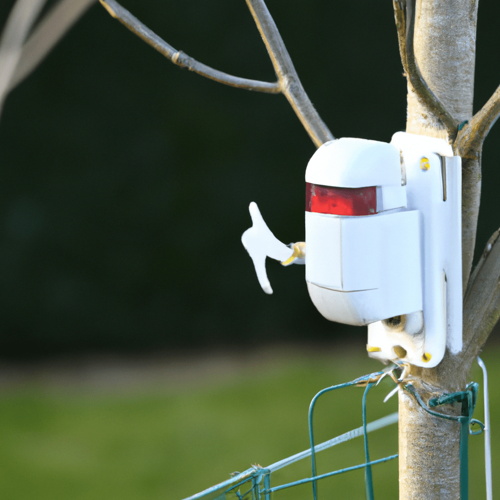 A motion alarm being installed in a garden, ensuring the safety and security of the property.. Sigma 85 mm f/1.4. No text.