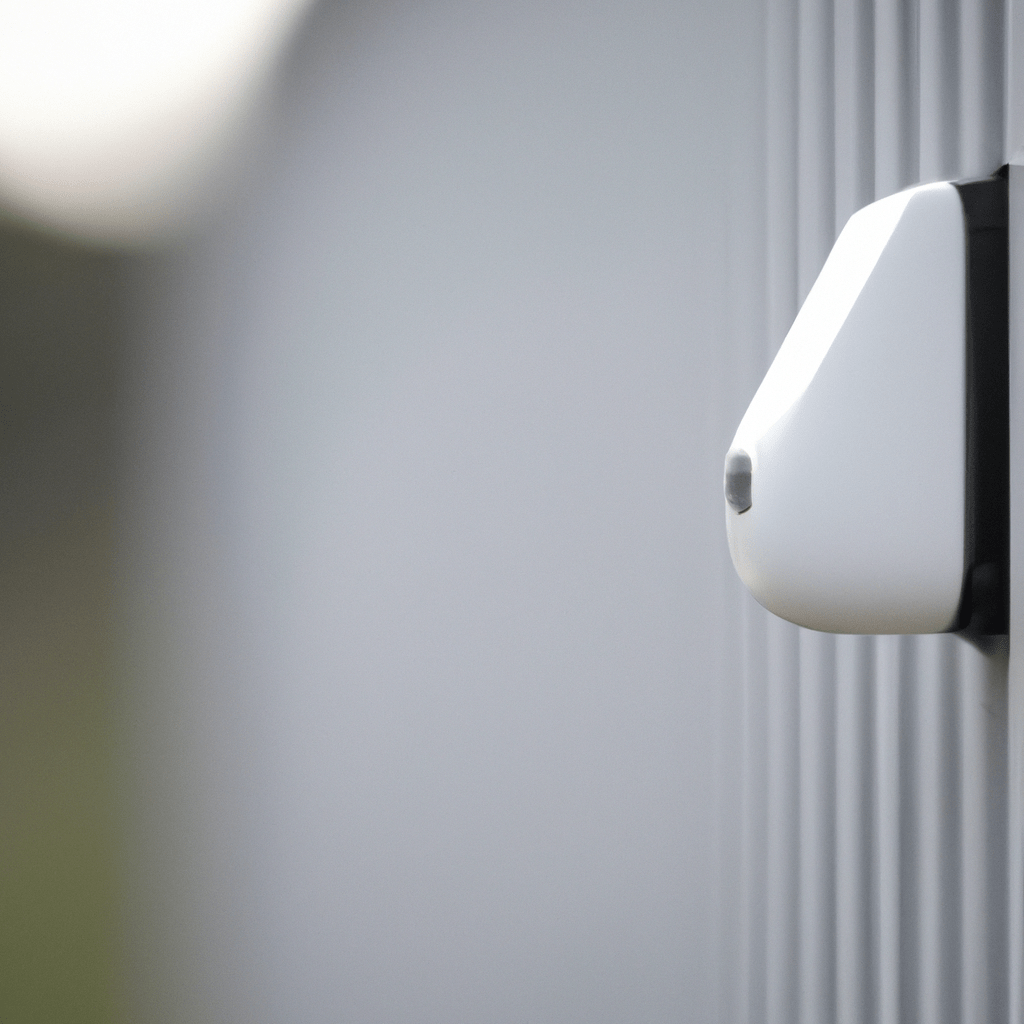 3 - [A close-up of a motion sensor mounted on a fence, ready to detect any movement and alert the owner.] Sigma 85 mm f/1.4. No text.. Sigma 85 mm f/1.4. No text.