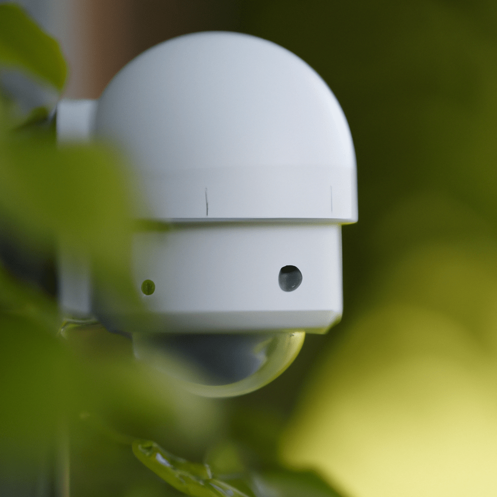 A motion sensor being tested for functionality in a garden, ensuring the proper functioning of the alarm system.. Sigma 85 mm f/1.4. No text.