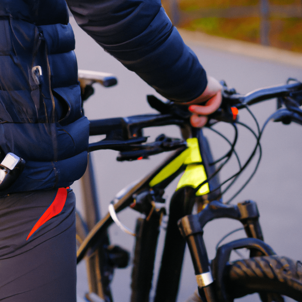 A photo of a cyclist using a smart bike security system with GPS tracking and remote control, ensuring maximum protection against theft.. Sigma 85 mm f/1.4. No text.