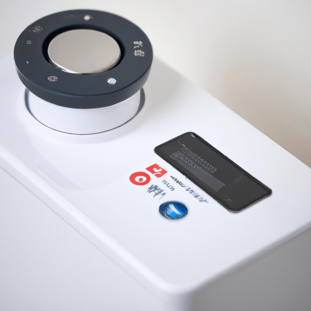 2 - A photo of a water shut-off system connected to a smart home hub, providing instant alerts and protection against water damage.. Sigma 85 mm f/1.4. No text.