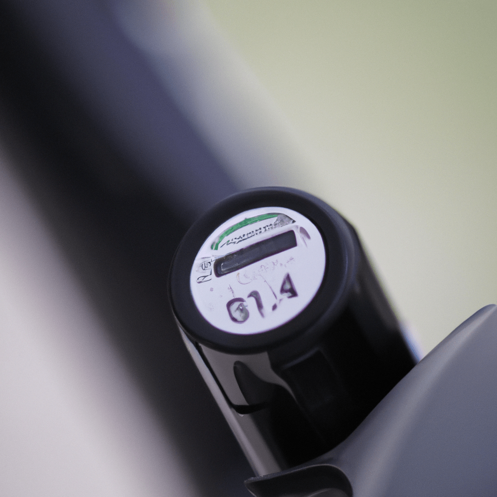 A picture showcasing a bicycle alarm system with battery status notification feature.. Sigma 85 mm f/1.4. No text.