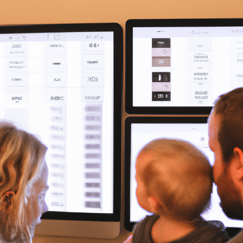 *NEW PHOTO*: A family comparing different motion alarms and their features and prices on a computer screen. Sigma 85mm f/1.4. No text.. Sigma 85 mm f/1.4. No text.