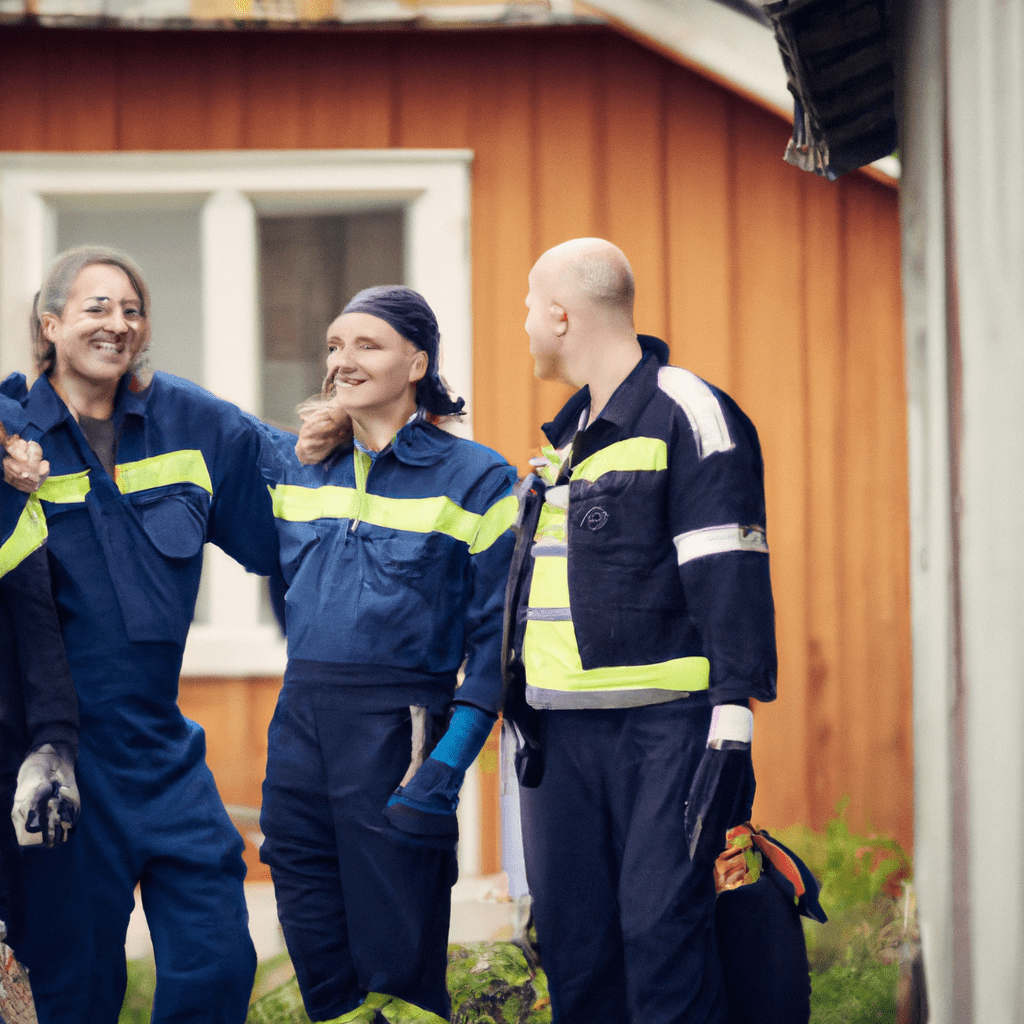 A photo of friendly neighbors working together to ensure the security of their cottage.. Sigma 85 mm f/1.4. No text.