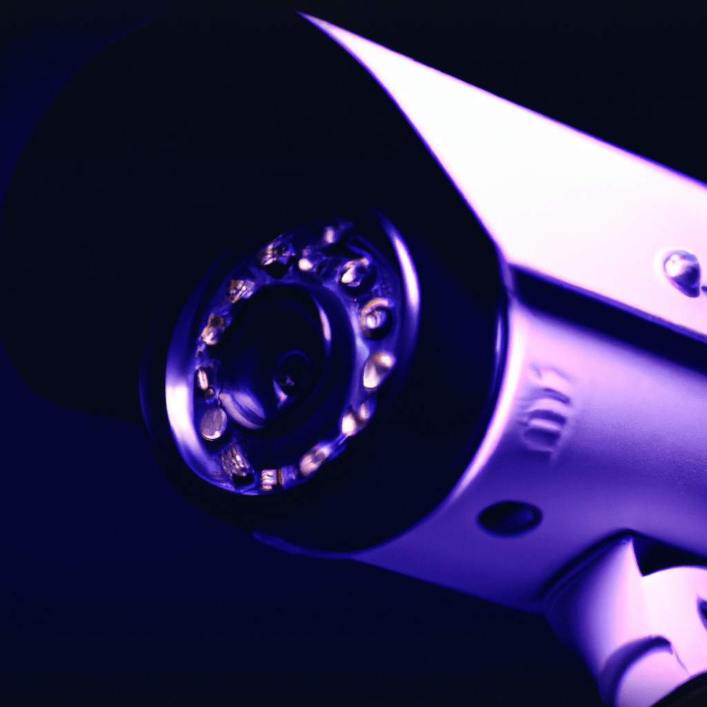 A photo of a high-resolution security camera with night vision, connected to a modern recording device for storing and managing video footage.. Sigma 85 mm f/1.4. No text.