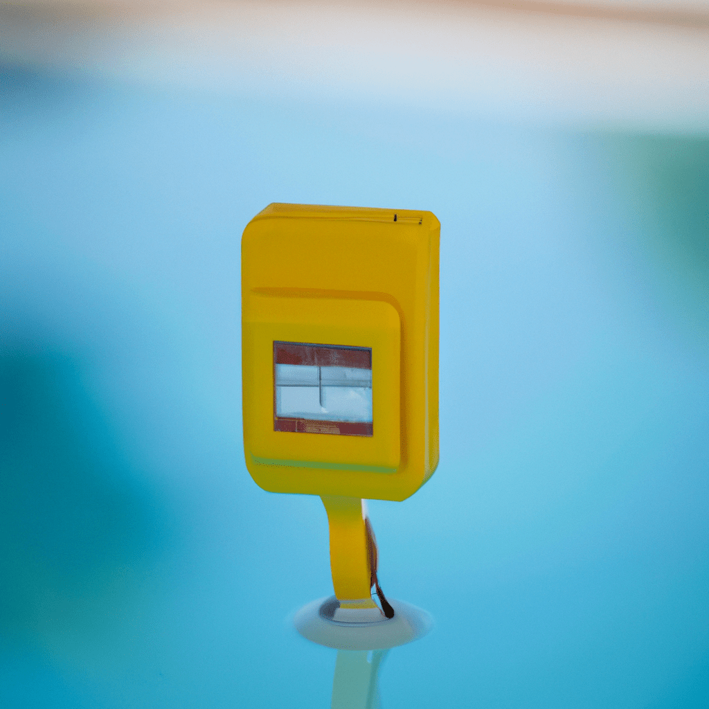 [Foto] A close-up of a pool alarm, ensuring maximum safety and peace of mind while enjoying your pool.. Sigma 85 mm f/1.4. No text.