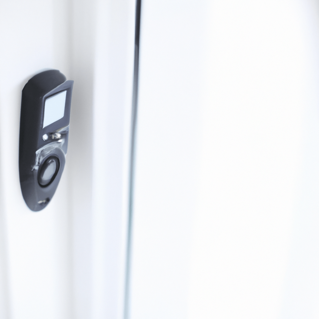 A photo of a home security system with sensors on doors and windows, providing peace of mind and protection for your family.. Sigma 85 mm f/1.4. No text.