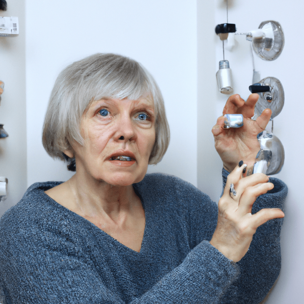 A senior woman exploring the options for expanding and upgrading her pendant alarm system. Canon 35 mm f/1.8. No text. Sigma 85 mm f/1.4. No text.. Sigma 85 mm f/1.4. No text.