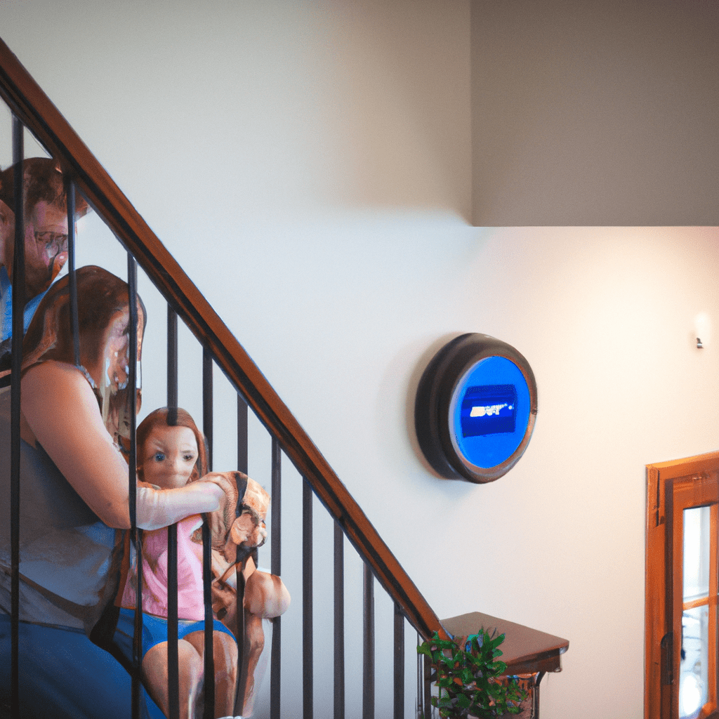A photo of a family using their smart devices to control and monitor their security system. They can easily check the status of their home and integrate it with other smart appliances for added convenience and security. Sigma 85mm f/1.4. No text.. Sigma 85 mm f/1.4. No text.