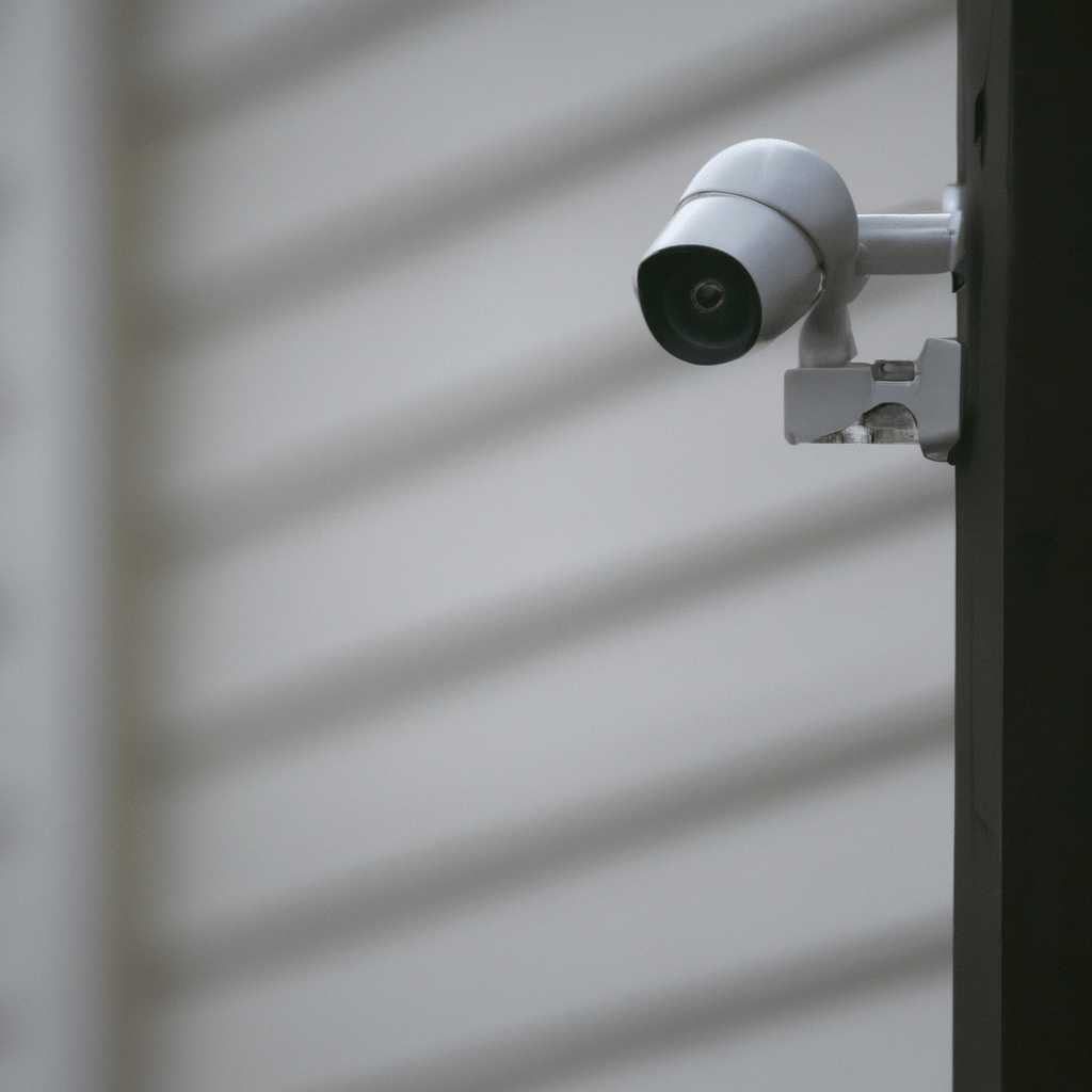 2 - [Photo: A surveillance camera mounted on the exterior of a cottage, serving as a deterrent against vandalism.]. Sigma 85 mm f/1.4. No text.