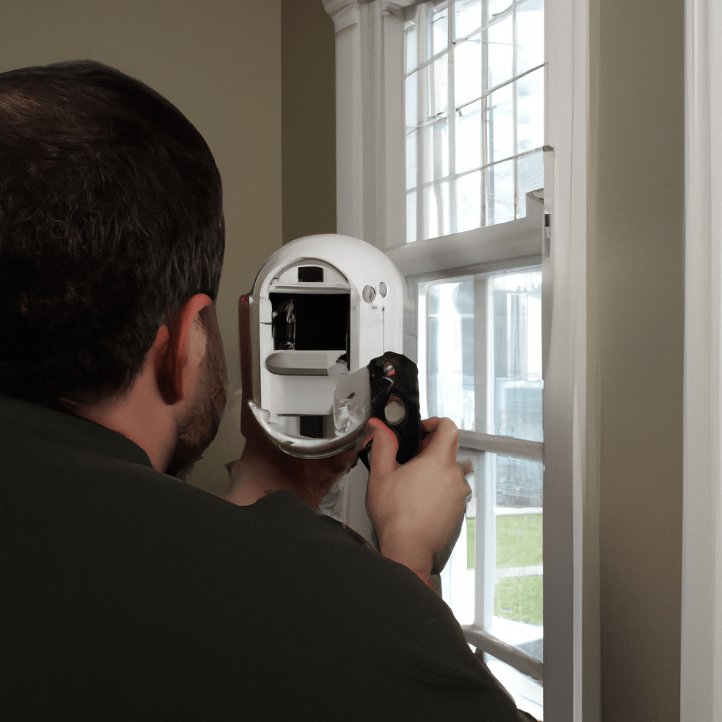 2 - A photo of a technician conducting regular maintenance and service on a home security system, ensuring its reliable functioning. Sigma 85 mm f/1.4. No text.. Sigma 85 mm f/1.4. No text.