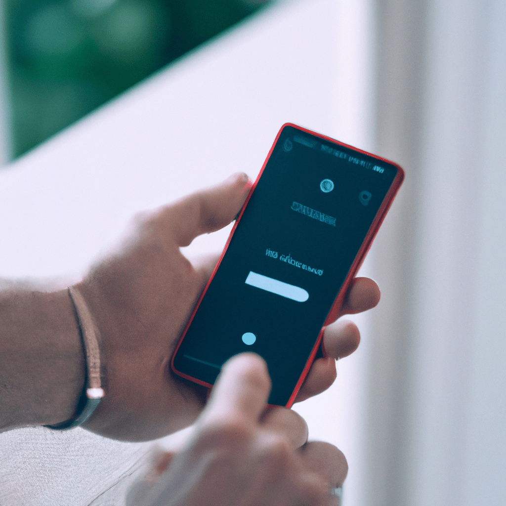 [ ] A photo of a person using the Evolveo Sonix wireless GSM alarm on their smartphone, controlling the security of their home remotely.. Sigma 85 mm f/1.4. No text.