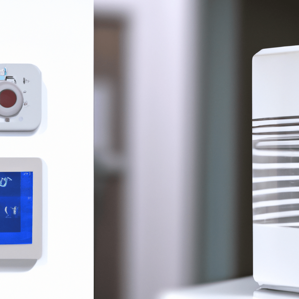 2 - A photo illustrating the versatility and convenience of a wireless alarm system, with sensors and control panel positioned in various locations around a home or office setting.. Sigma 85 mm f/1.4. No text.