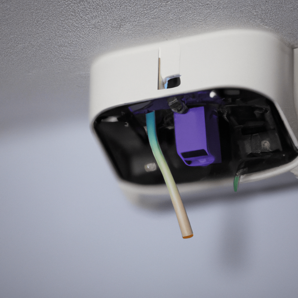 2 - [Close-up of a wired home alarm system installation. Cables running through walls and floors, ensuring reliable and secure protection.]. Sigma 85 mm f/1.4. No text.