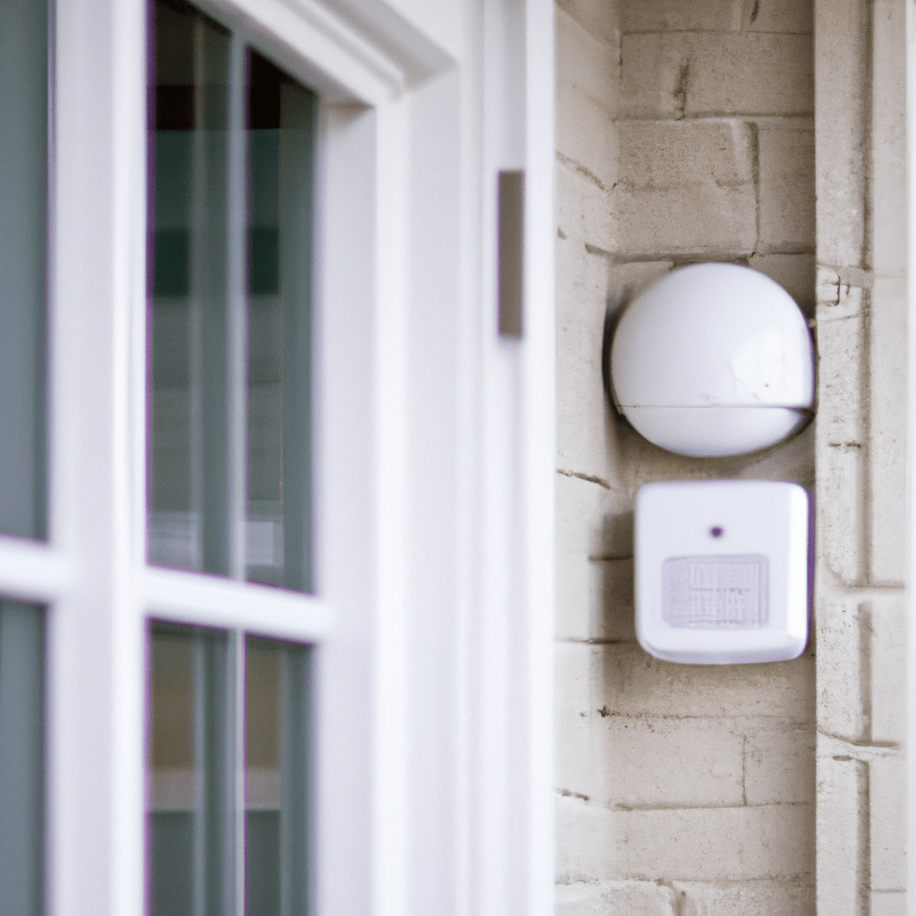 A photo showcasing the proper installation of a wired home alarm system, with strategically placed sensors on doors, windows, and various living spaces for maximum security. Sigma 85 mm f/1.4. No text.. Sigma 85 mm f/1.4. No text.