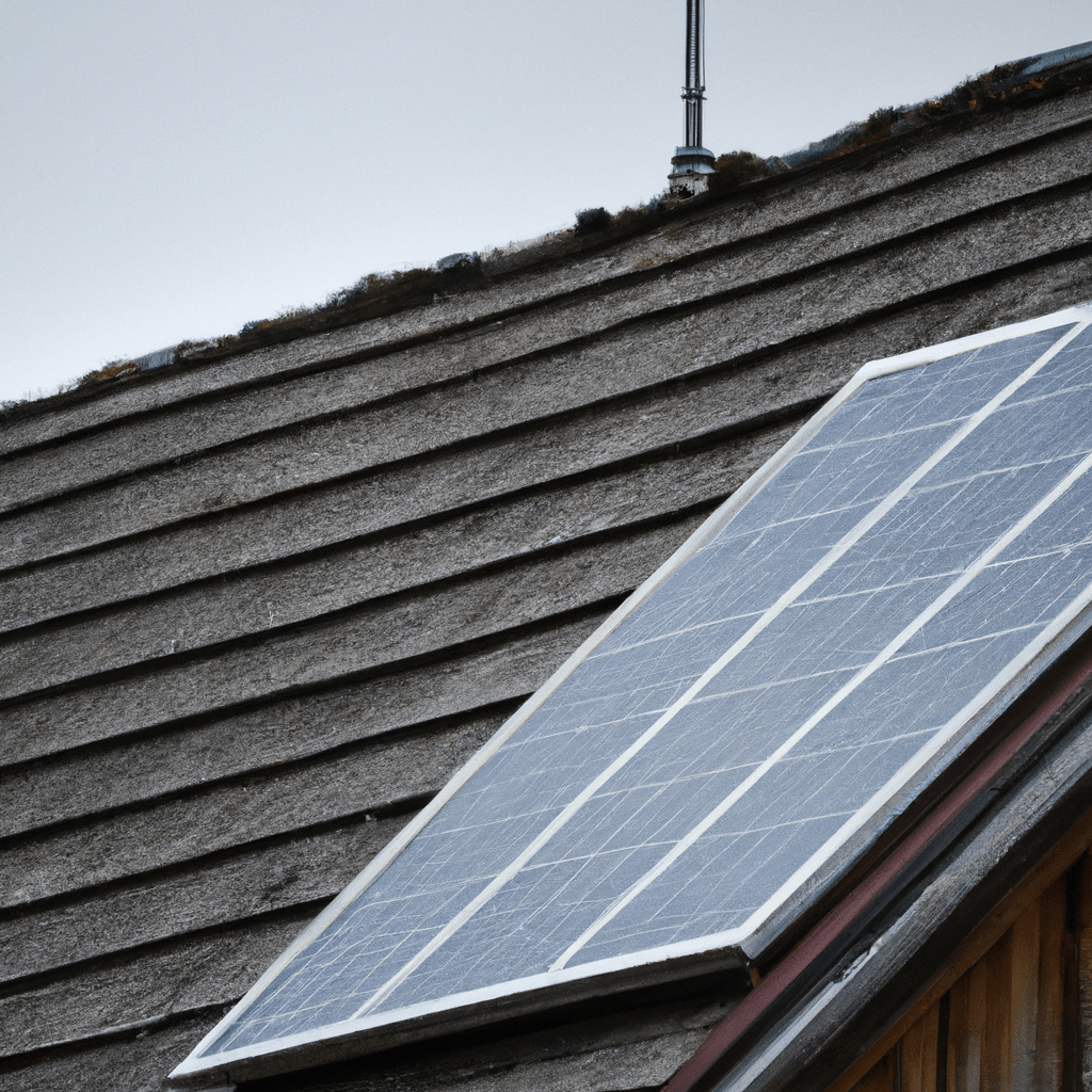 2 - A photo of a solar panel system on a cabin roof, providing renewable energy during a power outage.. Sigma 85 mm f/1.4. No text.